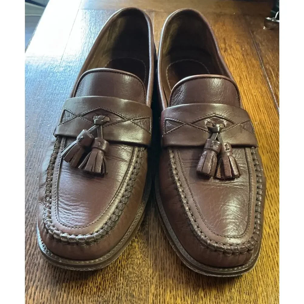 ET Wright brown leather tassel loafer dress shoe men’s size 8.5 Made In Italy
